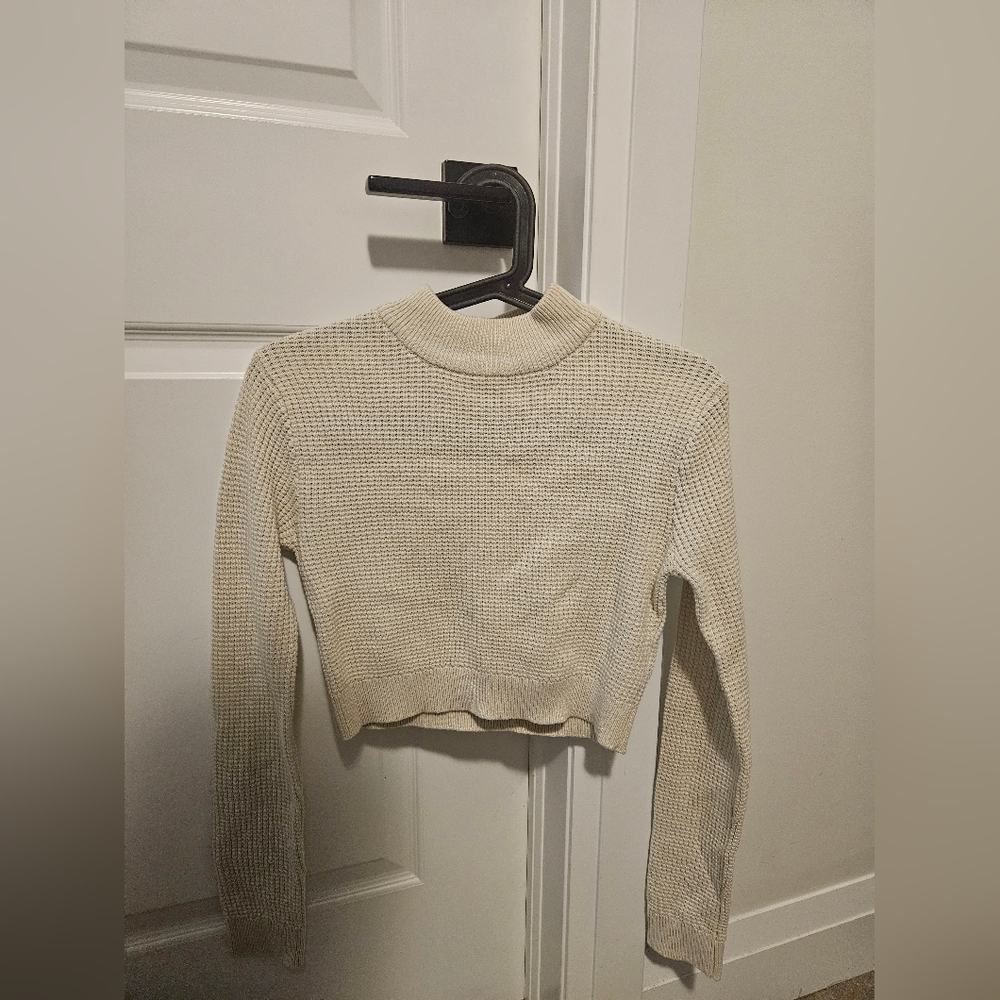 Cream Knit Cropped Sweater